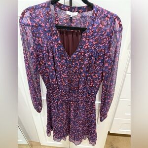 Parker Blue and Pink Long Sleeve Sundress
